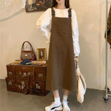 Zingj Suit Female Autumn 2024 New Retro Design Feeling Strap Skirt Round Collar Loose White Jacket Two Sets-Outfit