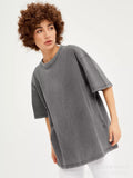 Spring And Summer New Solid Color T-Shirt Women's Water Wash To Make Old Batik Coat Hot Cotton Short