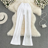 Women Diamond Patchwork Pants Vintage High Waist Wide Leg Trouser Elegant Pink/Blue/Red Casual Pant New Fashion