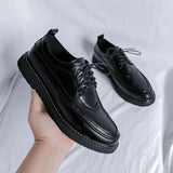 Zingj Block Men's Small Leather Shoes Male Korean Version Fashion Casual Leather Shoes British Vintage Summer Shoes
