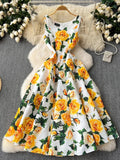 Dress Women's French Retro High-End Waist Dress Shows Lean Temperament, Swinging Vest And Long