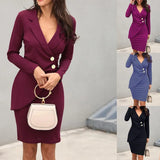 2025 Body-Buttoning Hip-Bottom Button Buckle Professional Dress