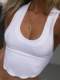 Square Neck White Sexy Slim Y2K Crop Tank Top Summer Women Goth Clothes Streetwear Vacation Casual