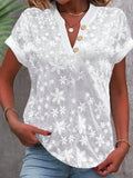 Zingj Wise Hot Style Summer Simple Casual Solid Color V Collar Short Sleeve Shirt