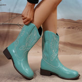Zingj Embroidered Western Cowboy Boots Female Qiu Dong 2023 New Maillard V Thick Heel Ankle Boots