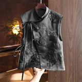 Vest Jacket Women's Spring And Summer New Style Guochao Retro Heavy Industry White Stork Embroidery With Chinese Style Horse Clip