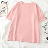 Women Short Sleeve T-shirts O-neck Embroidery Casual Simple Soft Korean Style Trendy Loose Tops Womens Sweet Girls Harajuku