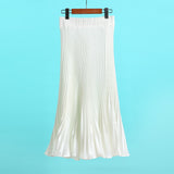 Luster Polyester Pressure Folded Half Skirt Original Single Long Skirt Silk Clear Silk