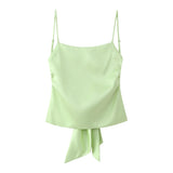 Spring Style Silk Satin Blouse With Bow On The Back