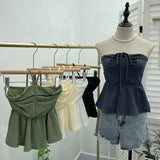 Women's Clothing Out-Of-Shoulder Hanging Neck Small Sling Vest Outside Wearing Braided Short Sleeveless Top