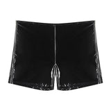 Zingj Men's PVC Mirror Bright Leather Casual Shorts Sexy Zipper Open File Lederhoers Size