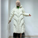 Jiangnan With The Same 2024 Winter New Thickened 90 White Duck Down Coat Hooded Jiangnan Wind Extended Female Down Jacket-Outfit