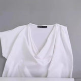 Spring Pleated Asymmetrical Cotton T-Shirt