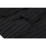 Black Striped Shirt Women's Spring Autumn New Irregular Length Design Sense Personality Lotus Leaf Sleeves Blouse