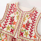 New Embroidery Short Style Casual Round Neck Cardigan
