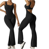 Women's Sleeveless Horn Jumpsuit Sexy Bare Back Vest Tightening Hip Yoga