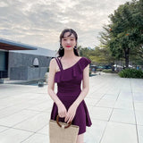 Women Ruffles Sweet Off Shoulder Sexy Beach Style Slim Holiday 7 Colors Korean Fashion Casual Swimwear Bath Tender