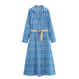 New Belt Printed Long Dress