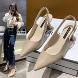 Spring And Summer New Sharp-Headed High-Heeled Shoes Women's Fine Heel Head Sandals Behind The Empty Light Single