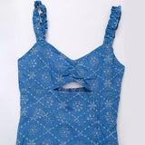 Spring Hollowed-Out Embroidered Mini Suspender Dress