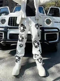 Loose And Comfortable Jeans Y2K Clothes Street Clothing Leisure Fashion Flower Printed Jeans