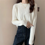 Zingj Waxy Languid Lazy Wind Round Collar Sweater Female Autumn Winter Design Feeling Small Minority Bottom Sweater Inside Build Foreign Style