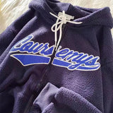 Polar Fleece Hoodies Women Casual Embroidery Clothes for Teens Sweatshirts Vintage Pink Tops Retro Winter Women