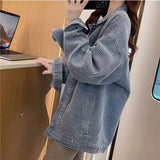 Zingj 2024 New Korean Version Loose Lazy Wind Cardigan Jacket Female-Outfit