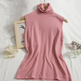 sweater vest autumn spring simple solid knitted turtleneck tank top women cozy