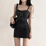 Zingj Chic Summer New Versatile Sexy Waist Show Thin Lace Cowboy Short Skirt Package Buttock Dress