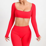 Zingj Tie Chest Pad Long Sleeve Yoga Suit Outdoor Running Fitness Suit Quick Dry Long Sleeve T-Shirt Sports Top Women-Outfit