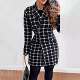 Zingj Hot Style Autumn And Winter Long Sleeve Double Breasted Suit Collar Print Small Coat Women's
