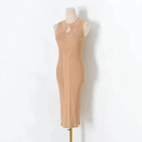 Zingj New Vintage High-Grade Ice-Sensitive Silk Sleeveless Slim And Medium-Length Knitted Dress With Bottomed