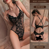 Zingj Sex Underwear Sexy Lace Temptation Onesone Perspective Uniform Non-Pajamas Supplies Set