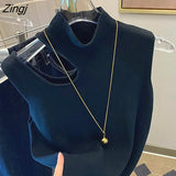 Vests Women Tender Sexy Solid Feminine Popular Korean Style New Arrival Inside Slim Knitwear Casual Hot Sale Autumn