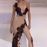 Sexy Deep V Suspender Dress Slim Chest Bare Back Party Spicy Girl Temperament Hip