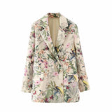 New Skinny Flower Printing Double-Breasted Suit Jacket In The Autumn Of