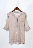 Fresh Loose Cotton Linen Three-quarter Temperament Commute Sleeve Collar Women's