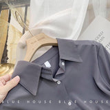 Chiffon Blouse Women's White LongSleeve Tops Spring 2023 Korean Fashion Shirt Solid Color Niche Loose Shirt Women Plus