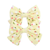 Lovely Baby Girls Print Flower Bohemian Style Bow BB Hair Clips Headwear Children Cute Cotton Hairpins Hair