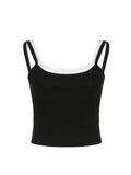 Zingj Fake Two-piece Crop Top Casual Patchwork Sleeveless Fashion Camis Vintage y2k Women Summer Tees Ladies Mini Vest 211-1-Outfit