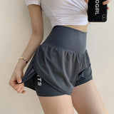 High Waist Fitness Running Shorts Women 2 In 1 Marathon Quick Dry Shorts Gym Loose Sport Shorts Breathable