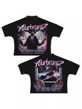 Pattern Retro Style Original Gothic Hip Hop Animation Printing Oversized T-Shirt Loose Casual Short Sleeves For Men And