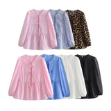 New 7-Color Bubble Sleeve Bow Tie Shirt In