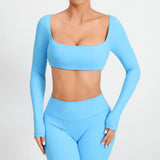 Zingj Tie Chest Pad Long Sleeve Yoga Suit Outdoor Running Fitness Suit Quick Dry Long Sleeve T-Shirt Sports Top Women-Outfit
