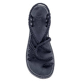 Zingj Size Summer Beach Sandals Women Clip Toe Rope Knot Flat Slippers Women- Outfit