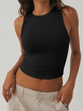 Tight Bottomed Shirt With Round Neck Racerback