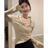 Zingj Waxy Polo Neckline Sweater Slim And Slim Vintage Sweater Women Wear A Bottomed Blouse With Long Sleeves In Early