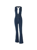 High Rise Denim Jumpsuit with