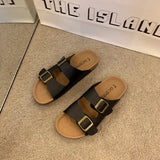 Zingj Is A Thick Bottom One Word Cool Slippers Female Summer New Retro Versatile Leisure Beach Sandals-Outfit